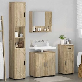 vidaXL Σετ Επίπλων Μπάνιου με πόρτα 4 pcs Sonoma Δρυς 61 x 35 x 64 εκ.