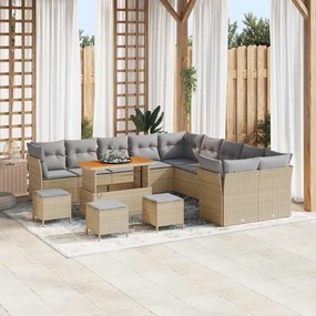 vidaXL Σετ Καναπέ Κήπου 14 pcs Μπεζ συνθετικό ρατάν