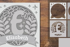 Σετ των 2 Intra απο ξύλο plywood 3mm-4mm πάχος - Floral Alphabet Shadow Box - Letter E Δίασταση 25x25 cm INTRAFABR-92886382