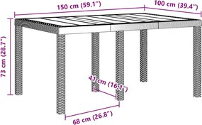 vidaXL Σέτ φαγητού για κήπο 5 pcs Καφέ Rattan Polt