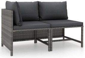 vidaXL Σαλόνι Κήπου 2 Τεμαχίων Γκρι από Συνθετικό Ρατάν με Μαξιλάρια