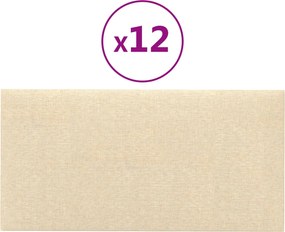 vidaXL Κεφαλάρι Τοίχου 12 pcs 30 x 15 cm Κρεμ ύφασμα