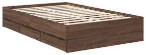vidaXL Σκελετός Κρεβατιού Καφέ δρυς 120 x 200 cm Μηχανήματος Ξύλο