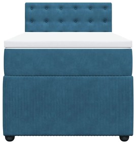 vidaXL Κρεβάτι Boxspring με Στρώμα Μπλε 90x190 εκ. Βελούδινο