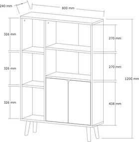 Βιβλιοθήκη Δρυς Ζαφείρι LUMO 25x50x48,6