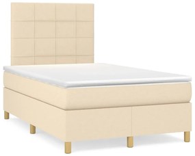 VidaXL Κρεβάτι Boxspring με Στρώμα & LED Κρεμ 120x190 εκ. Υφασμάτινο