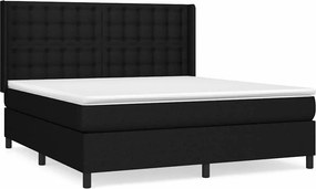 vidaXL Κρεβάτι Boxspring με Στρώμα Μαύρο 180x200 εκ. Υφασμάτινο