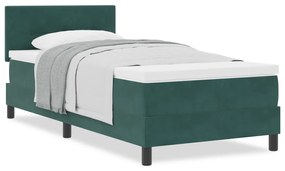 vidaXL Κρεβάτι Box Spring με Στρώμα Σκούρο Πράσινο 100x200 εκ. Βελούδο