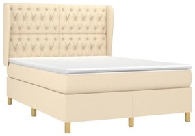 ΚΡΕΒΑΤΙ BOXSPRING ΜΕ ΣΤΡΩΜΑ ΚΡΕΜ 140X190 ΕΚ. ΥΦΑΣΜΑΤΙΝΟ 3128762