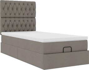 vidaXL Οθωμανικό κρεβάτι με στρώμα Taupe 90x200cm ύφασμα