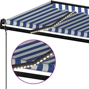 vidaXL Αναδιπλούμενη τέντα Μπλε και άσπρο 350 x 250 εκ Πολυεστέρας