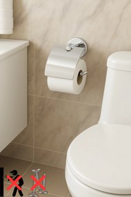 Χαρτοθήκη τουαλέτας με κολλητικό και κάλυμμα από χρώμιο Μπεζ