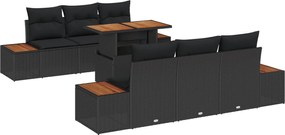 vidaXL Σετ Καναπέ Κήπου με αποθήκευση 7 pcs Μαύρο Πολυ ράταν