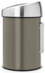 Brabantia Touch Bin 647215, 3 L, Ομαλό και αθόρυβο άνοιγμα, Επίτοιχη τοποθέτηση, Γκρι