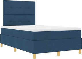 vidaXL LED Κρεβάτι με βάθρο με στρώμα Μπλε 120 x 190 cm ύφασμα
