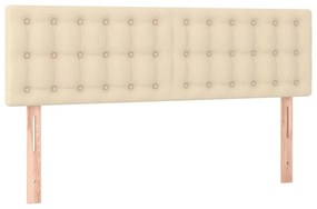 Κεφαλάρι Κρεβατιού LED Κρεμ 144x5x78/88 εκ. Υφασμάτινο - Κρεμ