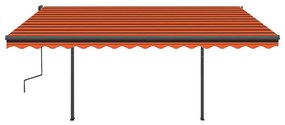 vidaXL Τέντα Αυτόματη με LED&Αισθητ. Ανέμου Πορτοκαλί / Καφέ 4 x 3 μ.