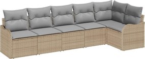 vidaXL Σετ Καναπέ Κήπου 6 pcs Μπεζ συνθετικό ρατάν
