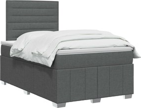vidaXL Κρεβάτι box spring με στρώμα Σκούρο Γκρι 120 x 190 cm Ύφασμα