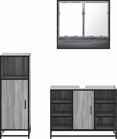 vidaXL Σετ Επίπλων Μπάνιου 3 Τεμαχίων Γκρι Sonoma Επεξεργασμένο Ξύλο