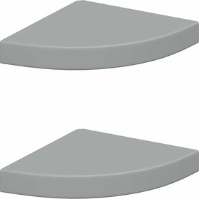 vidaXL Ράφια Τοίχου Γωνιακά 2 τεμ. Γκρι 25x25x3,8 εκ. MDF