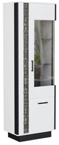 Βιτρίνα Orlando U104, Άσπρο, Γυαλιστερό λευκό, Μαύρο, Με πόρτες, Ο αριθμός των θυρών: 2, 192x64x40cm | Epipla1.gr