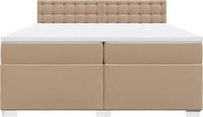 vidaXL Κρεβάτι Boxspring με Στρώμα Καπουτσίνο 200x200εκ.από Συνθ.Δέρμα