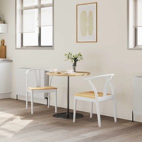 vidaXL Καρέκλα τραπεζαρίας 2 pcs Λευκό και Φυσικό Στερεό Ξύλο Ραβέντι