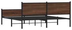vidaXL Σκελετός Κρεβ. Χωρίς Στρώμα Καφέ Δρυς 160x200 εκ. Μεταλλικό