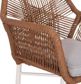 ΠΟΛΥΘΡΟΝΑ TOPIN HM6048.11 ΑΛΟΥΜΙΝΙΟ ΛΕΥΚΟ-P.E. RATTAN ΜΠΕΖ 59x63x81Υεκ