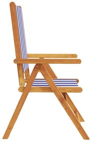 vidaXL Καρέκλες Κήπου 2τεμ. Μπλε / Λευκό Μασίφ Ακακία & Ύφασμα
