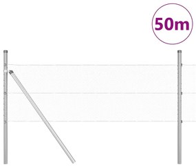 vidaXL Στύλος Περιφράξεων Ασημί 50 x 0,5 μ (13 χιλ. πλέγμα) Ατσάλι