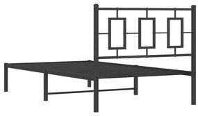 Πλαίσιο Κρεβατιού με Κεφαλάρι Μαύρο 100 x 200 εκ. Μεταλλικό - Μαύρο