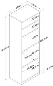 Ραφιέρα επιδαπέδια Rowan λευκό-καρυδί 60x42x182εκ 60x42x182 εκ.