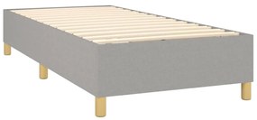 vidaXL Κρεβάτι Boxspring με Στρώμα &amp; LED Αν.Γκρι 100x200εκ. Υφασμάτινο