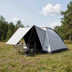 vidaXL Σκηνή Camping 4 ατόμων Λευκό Μαύρο Πολυεστέρας και Χάλυβας