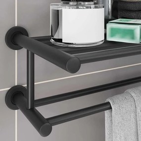 vidaXL Ράφι Πετσέτας Μαύρο 61 x 23 x 17 εκ Ανοξείδωτο ατσάλι