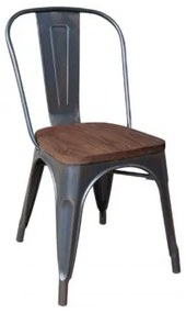 RELIX Wood Dark Oak καρέκλα Μεταλλική Antique Black 45x51x85 cm Ε5191W,10