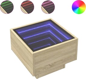 vidaXL Κομοδίνο Άπειρο Φως LED Sonoma Δρυς 40x40x30 εκ.