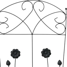 vidaXL Φράχτης Κήπου 3 pcs Μαύρο 110,5 x 42,5 εκ Ατσάλι