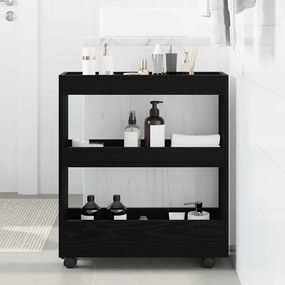 vidaXL Στενός Ντουλάπι Μπάνιο με Τροχούς Μαύρη Δρυς Κατασκευασμένο Ξύλο
