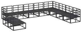 vidaXL Σετ Καναπέ Κήπου 10 pcs Μαύρο 353 x 283 x 71 εκ. Αλουμίνιο