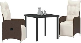 vidaXL Σέτ φαγητού για κήπο 3 pcs Καφέ συνθετικό ρατάν