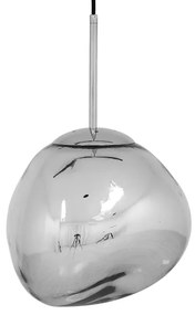 DIXAR 01460 Μοντέρνο Κρεμαστό Φωτιστικό Οροφής Μονόφωτο Γυάλινο Ασημί Νίκελ Φ28 x Υ40cm