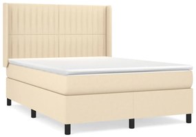 Κρεβάτι Boxspring με Στρώμα Κρεμ 140x200 εκ. Υφασμάτινο - Κρεμ