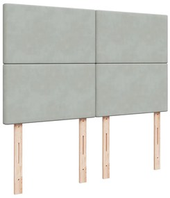 vidaXL Κρεβάτι Boxspring με Στρώμα Ανοιχτό Γκρι 140x200 εκ. Βελούδινο