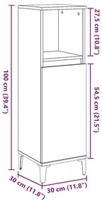 Ντουλάπι μπάνιου Δρυς τεχνίτης 30x30x100 cm Κατασκευασμένο ξύλο - Καφέ