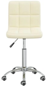 vidaXL Καρέκλα Τραπεζαρίας Περιστρεφόμενη Κρεμ Υφασμάτινη