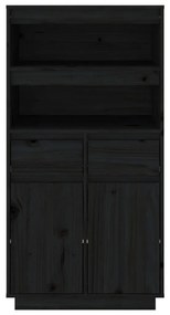 Ντουλάπι Ψηλό Μαύρο 60x40x116,5 εκ. από Μασίφ Ξύλο Πεύκου - Μαύρο