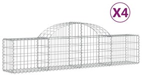 vidaXL Συρματοκιβώτια Τοξωτά 4 τεμ. 200x30x40/60 εκ. Γαλβαν. Ατσάλι